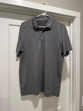 Vuori Charcoal Heather Knit Twill Polo